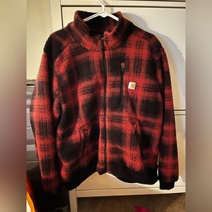 Carhartt black and red plaid bomber jacket, size XXL